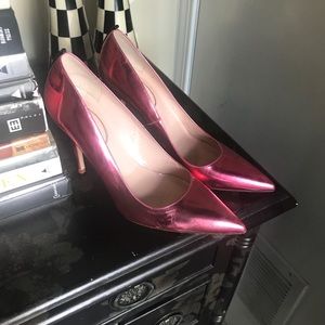 SJP Shiny Pink Heels! Sz 37 1/2! NWOB